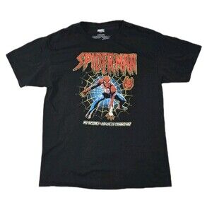 Mens Amazing SpiderMan Short Sleeve T Shirt Large Marvel Advengers  Black